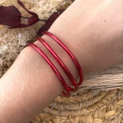 Bracelet Jonc BOUDDHISTE Chance fin - Rouge inédit TAILLE L