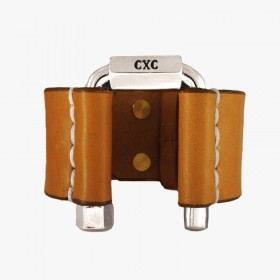 Bracelet Manchette jonc Ambar, cuir camel & Fer à Cheval design - CXC