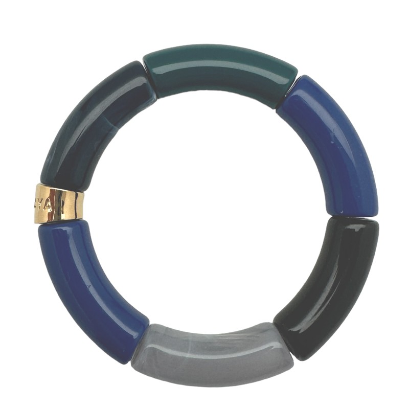 Bracelet jonc élastiqué doré PIPOCA TROVAO 1 - Noir Bleu gris & vert Bracelet jonc élastiqué doré PIPOCA TROVAO 1 - Noir Bleu gris & vert