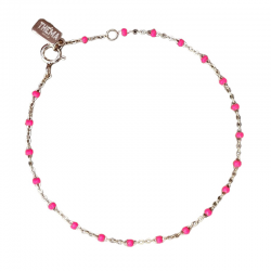 Bracelet chaîne fine plaqué or & Perles de résine rose fluo THEMA