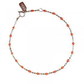 Bracelet chaîne fine plaqué or & Perles de résine orange fluo THEMA