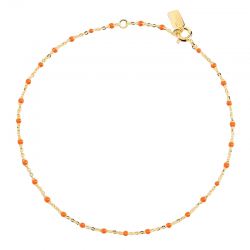 Bracelet chaîne fine plaqué or & Perles de résine orange THEMA