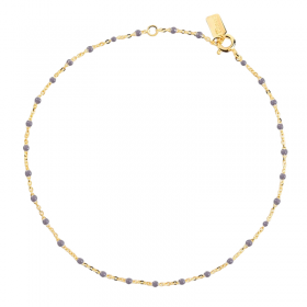 Bracelet chaîne fine plaqué or  & Perles de résine grise THEMA
