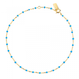 Bracelet chaîne fine plaqué or & Perles de résine bleue THEMA