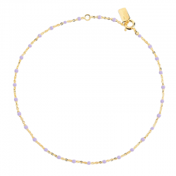 Bracelet chaîne fine plaqué or & Perles de résine mauve THEMA