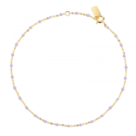 Bracelet chaîne fine plaqué or & Perles de résine mauve THEMA