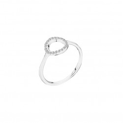 Bague fine Argent - Anneau lisse & Cercle orné zircons blancs CANYON