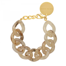 Bracelet FLAT CHAIN Light Bernstein Doré, Gros Maillons beige - Vanessa Baroni