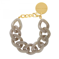 Bracelet FLAT CHAIN GREIGE MARBLE Doré - Gros Maillons plats greige marbré VANESSA BARONI