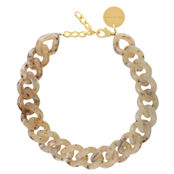 Collier court FLAT CHAIN NECKLACE Doré - Maillons plats beige - light bernstein  - VANESSA BARONI