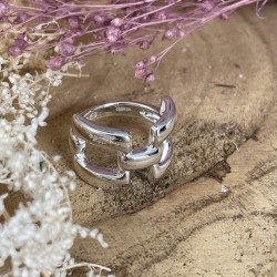 Bague large LOUISE en Argent - Anneaux gourmettex carrés TAILLE 58