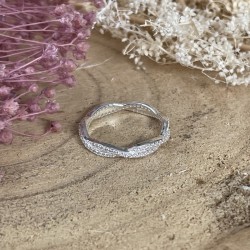 Bague fine MAO Argent & Anneaux croisés, ornés zircons blancs TAILLE 54