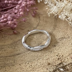 Bague fine MAO Argent & Anneaux croisés, ornés zircons blancs TAILLE 56