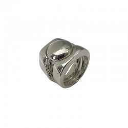 Bague large 3 en 1 Argent - Deux anneaux incurvés & Anneau antik Perle TAILLE 54