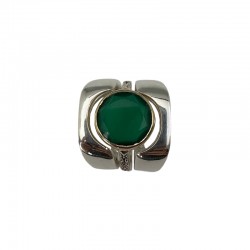 Bague large 3 en 1 Argent doré - Deux anneaux incurvés & Anneau antik Onyx vert CANYON