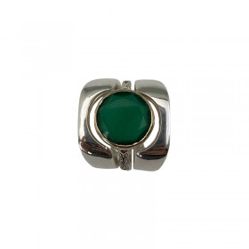 Bague large 3 en 1 Argent doré - Deux anneaux incurvés & Anneau antik Onyx vert CANYON