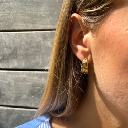 Boucles d'oreilles CREOBOULES dorées - Créoles striées & Boules