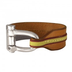Bracelet Manchette jonc Ambar, cuir camel & Manille design - CXC