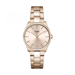 Montre Féroce Petite Steel Pink Gold - Bracelet Oyster & cadran rond rose light -MONTRES FEMME CLUSE