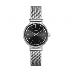 Montre Boho Chic Petite Crystals Mesh Black Silver - Bracelet milanais & Cadran rond noir - Montre CLUSE