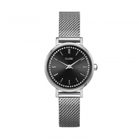 Montre Boho Chic Petite Crystals Mesh Black Silver - Bracelet milanais & Cadran rond noir - Montre CLUSE