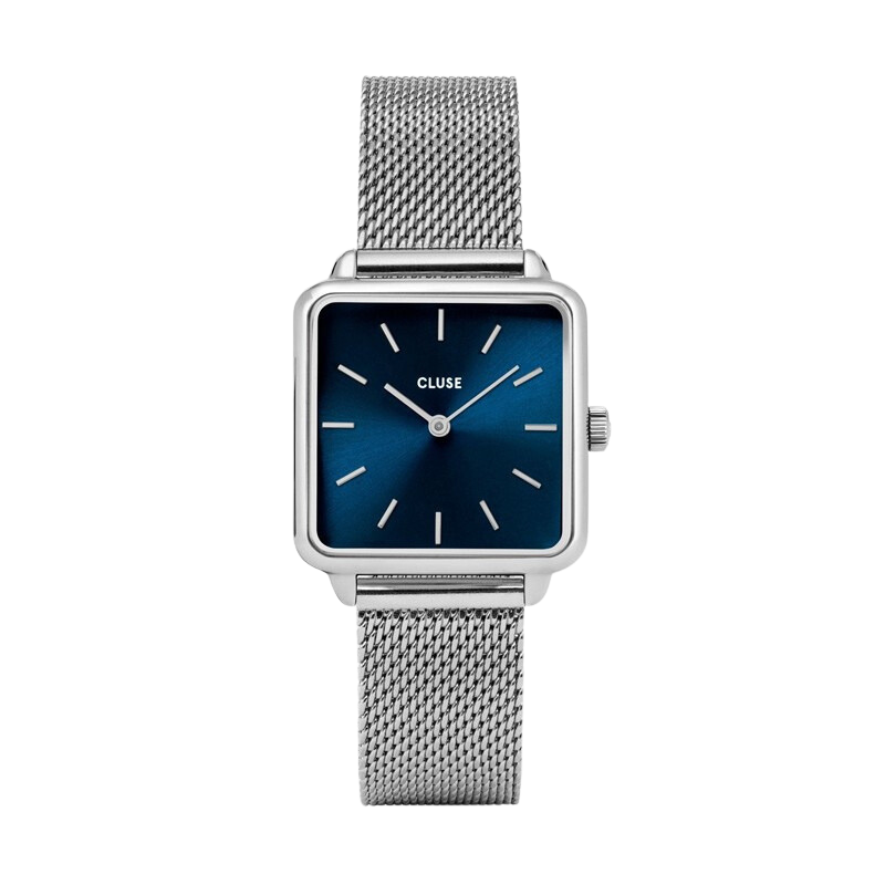 Montre La Tétragone Mesh Blue, Silver - Bracelet milanais & Cadran carré bleu - Montre CLUSE Montre La Tétragone Mesh Blue, Silver - Bracelet milanais & Cadran carré bleu - Montre CLUSE