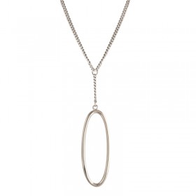 Collier Cravatte métal Ambar - Chaîne gourmette fine & Pendentif anneau ovale - CXC