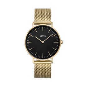 Montre Boho Chic Mesh Black, Gold - Bracelet milanais & Cadran rond noir - Montre CLUSE