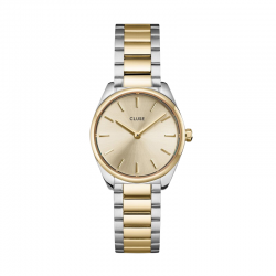 Montre Féroce Mini Steel White Gold Silver, cadran rond & bracelet oyster signée CLUSE