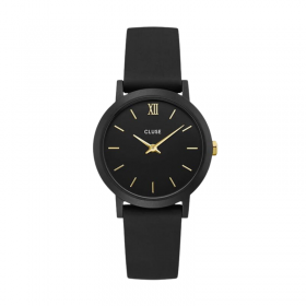 Montre Minuit Nylon Black - Gold - Bracelet silicone & Cadran rond noir - Montre CLUSE