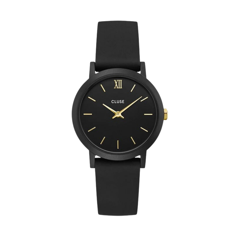 Montre Minuit Nylon Black - Gold - Bracelet silicone & Cadran rond noir - Montre CLUSE Montre Minuit Nylon Black - Gold - Bracelet silicone & Cadran rond noir - Montre CLUSE