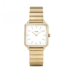 Montre Tétragone Steel White, couleur or, cadran carré blanc - CLUSE