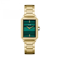 Montre Fluette Steel Green, Gold - Bracelet Oyster & Cadran rectangle vert - Montre CLUSE