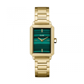 Montre Fluette Steel Green, Gold - Bracelet Oyster & Cadran rectangle vert - Montre CLUSE