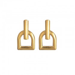 Boucles d'oreilles puces pendantes Ambar Or - Barrette & Etrier design CXC