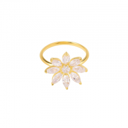 Bague plaqué or FLORENTINE - Anneau & Fleur Zircons blancs THEMA CAPSULE