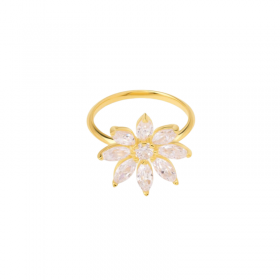 Bague plaqué or FLORENTINE - Anneau & Fleur Zircons blancs THEMA CAPSULE