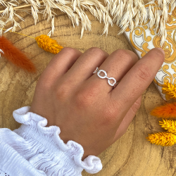 Bague AUBIN en Argent - Anneau gourmette orné de zircons blancs TAILLE 56