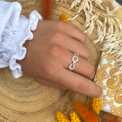 Bague AUBIN en Argent - Anneau gourmette orné de zircons blancs TAILLE 56