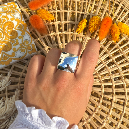 Bague Argent 925 Large Bombée Ajourée - Taille 50 à 68 - Chevalière Unisexe Mixte - Neuf Avec étiquettes