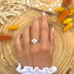 Bague large LOVELY Argent - Multi anneaux & Coeurs zircons blancs TAILLE 58