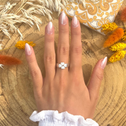 Bague large LOVELY Argent - Multi anneaux & Coeurs zircons blancs TAILLE 58