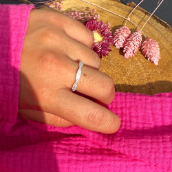 Bague fine MAO Argent & Anneaux croisés, ornés zircons blancs TAILLE 56