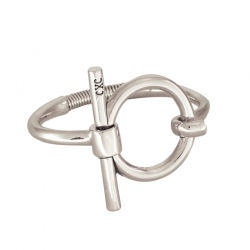 Bracelet Jonc EUCALYPTUS Argent - Boucle équine ronde & Barrette design CXC