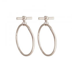 Boucles d'oreilles Puces Créoles Argent - Barres boules & Anneaux design - CXC