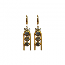 Boucles d'oreilles pendantes XXL GAIA Or - Dormeuses & Labradorites en cabochons - ARGELOUSE