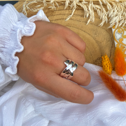Bague large FERDINAN en Argent - Drapée, croisée, bombée & lisse TAILLE 56