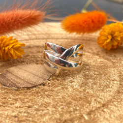 Bague large FERDINAN en Argent - Drapée, croisée, bombée & lisse TAILLE 56