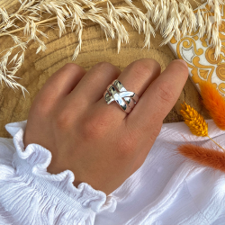 Bague large FERDINAN en Argent - Drapée, croisée, bombée & lisse TAILLE 56