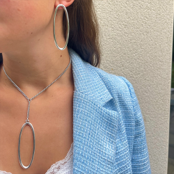 Collier Cravate métal Ambar - Chaîne gourmette & Pendentif anneau ovale